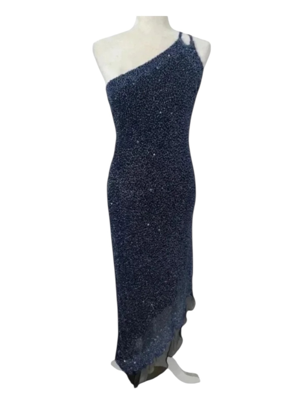Scala Cocktail Dress Vintage Y2K Fairy Silk Blue Beaded Evening Wear